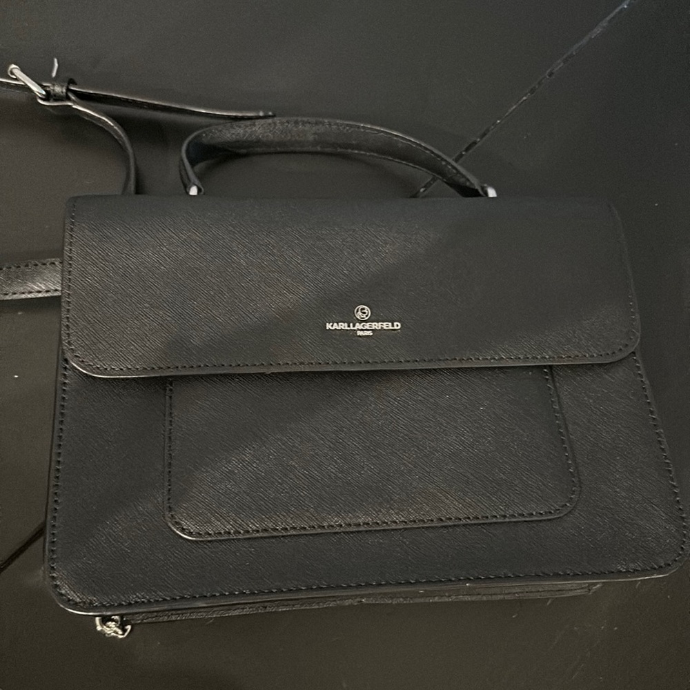 Karl Lagerfeld Paris Black Purse silver chain crossbody